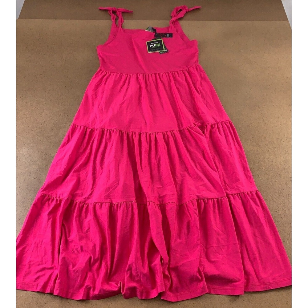Pure Essence Women's Size Small Oversized Fuschia Tiered Maxi Dress NWT *Flaw